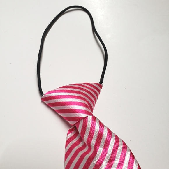 3/$20 Toddler Boys satin neck tie, dark pink white stripe, elastic neck … - Picture 4 of 6